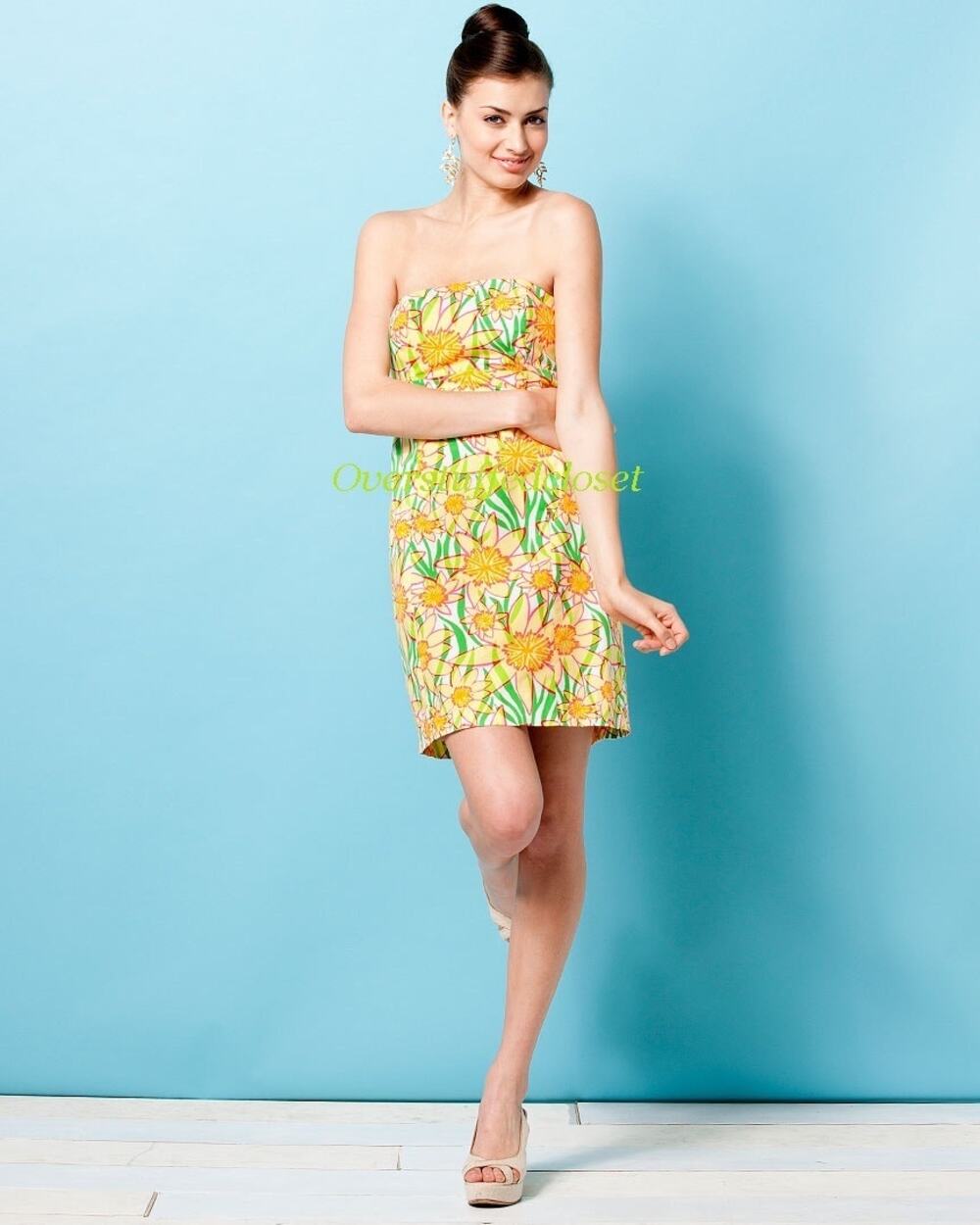 Lilly Pulitzer Franco Poplin Classic Duffies Strapless Dress Daffodils Pinup 4
